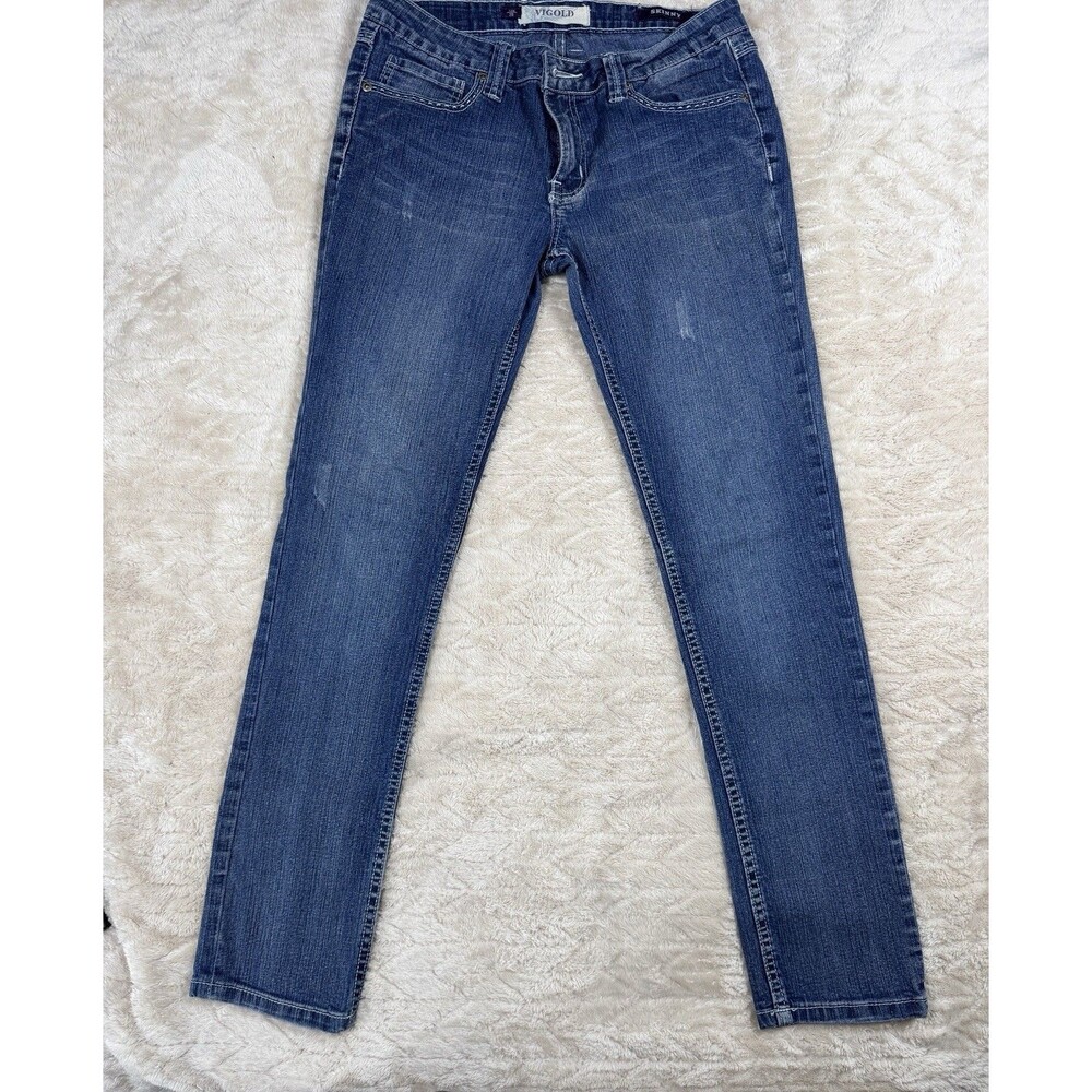 Vigold Skinny Jeans Women Jr 7/8 29 Blue Low Rise Embroidered Y2K Vintage